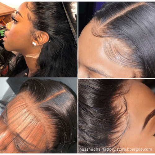 Huashuo Vendor Hd Transparent Swiss Lace Front Wig Human Hair 360 Lace Frontal Wig Glueless Brazilian 100% Virgin Full Lace Wig